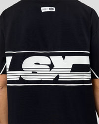 Man wearing Inline Heavyweight FLXCotton Oversized Tee - Black-White | Model:Leandro | Size:M | Thumbnail Index: 9