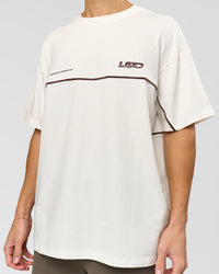 Man wearing Inline Heavyweight FLXCotton Oversized Tee - Off White-Hot Chocolate | Model:Leandro | Size:M | Thumbnail Index: 7