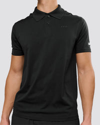 Man wearing Movember x LSKD Drive Seamless Polo - Black | Model:Leandro | Size:M | Thumbnail Index: 7