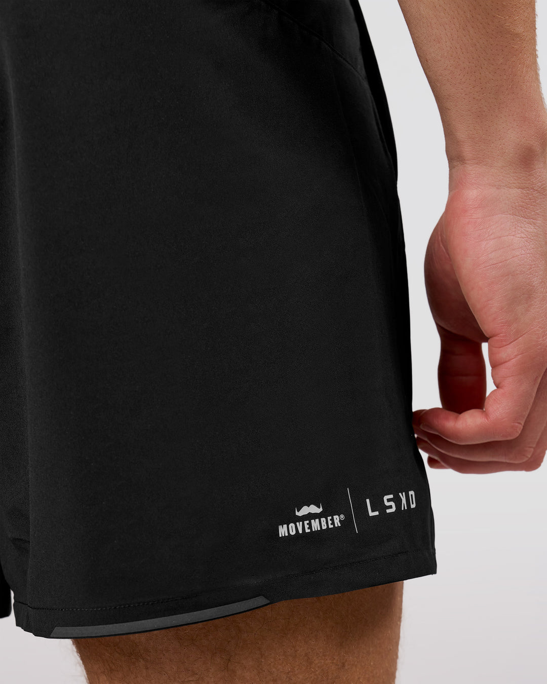Man wearing Movember x LSKD Pace 5" Lined Running Short - Black | Model:Leandro | Size:M - view 15
