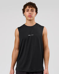 Man wearing Movember x LSKD Rep Muscle Training Tank - Black | Model:Leandro | Size:M | Thumbnail Index: 1
