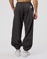 Man wearing Playbook Baggy Cuffed Track Pant - Onyx-Off White | Model:Leandro | Size:M | Thumbnail Index: 6