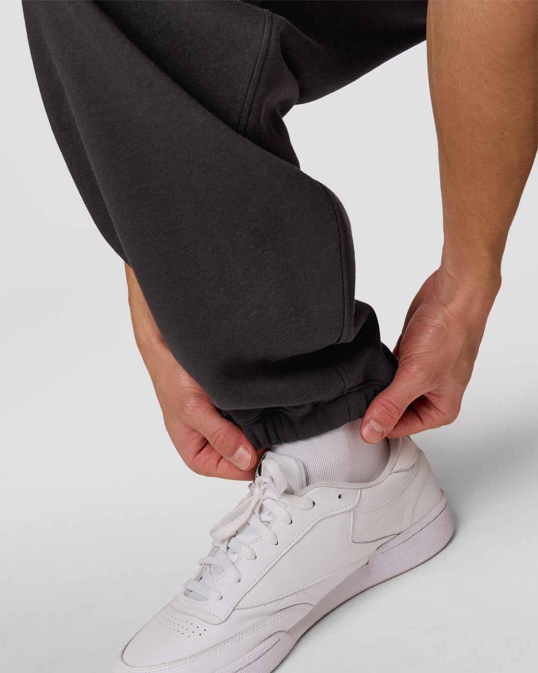 Man wearing Playbook Baggy Cuffed Track Pant - Onyx-Off White | Model:Leandro | Size:M - view 16
