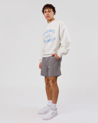 Man wearing Playbook Boxy Crew Sweater - Silver Marl-Open Air | Model:Leandro | Size:M | Thumbnail Index: 8