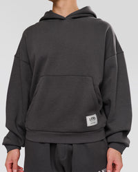 Man wearing Playbook Boxy Hoodie - Onyx-Off White | Model:Leandro | Size:M | Thumbnail Index: 3