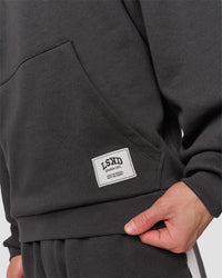 Man wearing Playbook Boxy Hoodie - Onyx-Off White | Model:Leandro | Size:M | Thumbnail Index: 6