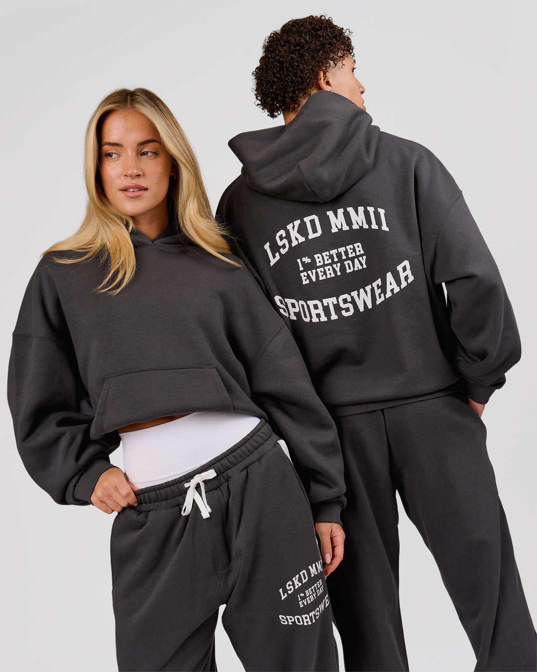 Man wearing Playbook Boxy Hoodie - Onyx-Off White | Model:Leandro | Size:M - view 13