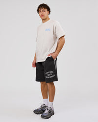 Man wearing Playbook Heavyweight Oversized Tee - Silver Marl-Open Air | Model:Leandro | Size:M | Thumbnail Index: 11