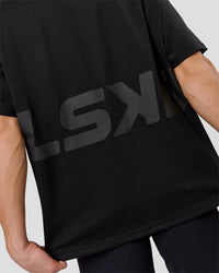 Man wearing Shadow Mark Heavyweight Oversized Tee - Black-Onyx | Model:Leandro | Size:M | Thumbnail Index: 7