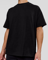 Man wearing Shadow Mark Heavyweight Oversized Tee - Black-Onyx | Model:Leandro | Size:M | Thumbnail Index: 10