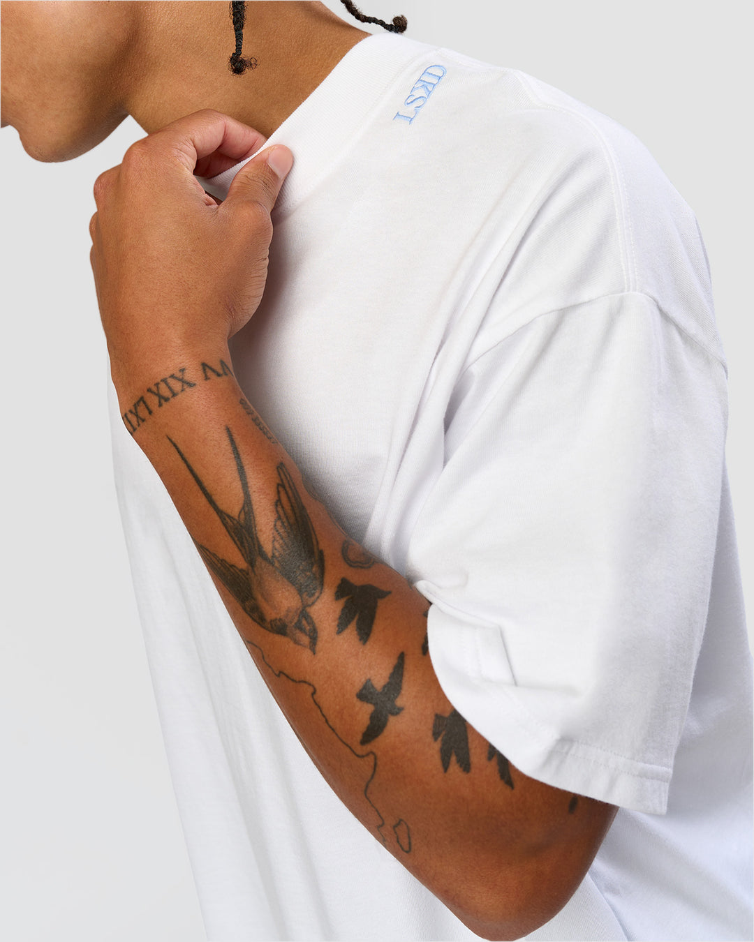 Man wearing Strong is Beautiful Heavyweight Oversized Tee - White | Model:Malebo | Size:M - view 7