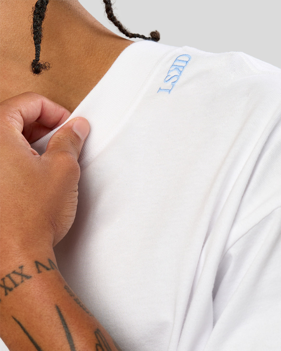 Man wearing Strong is Beautiful Heavyweight Oversized Tee - White | Model:Malebo | Size:M - view 8