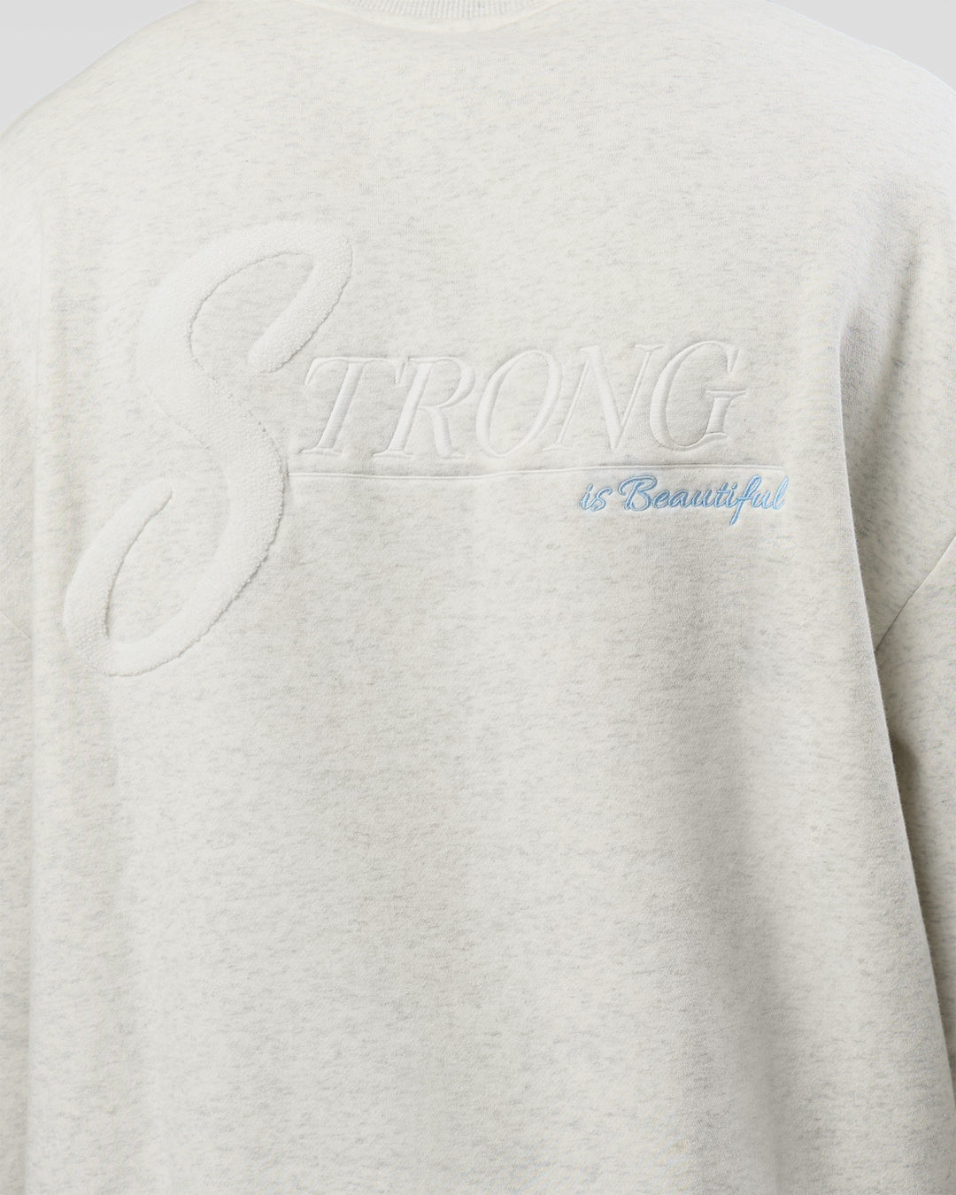Man wearing Strong is Beautiful Oversized Sweater - Silver Marl | Model:Malebo | Size:M - view 9