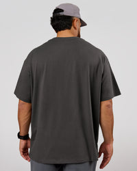 Man wearing VS6 1% Better Fathers Day FLXCotton Oversized Tee - Dark Storm | Model:Jordan | Size:XL | Thumbnail Index: 5
