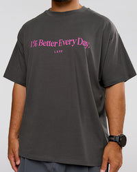 Man wearing VS6 1% Better Fathers Day FLXCotton Oversized Tee - Dark Storm | Model:Jordan | Size:XL | Thumbnail Index: 8