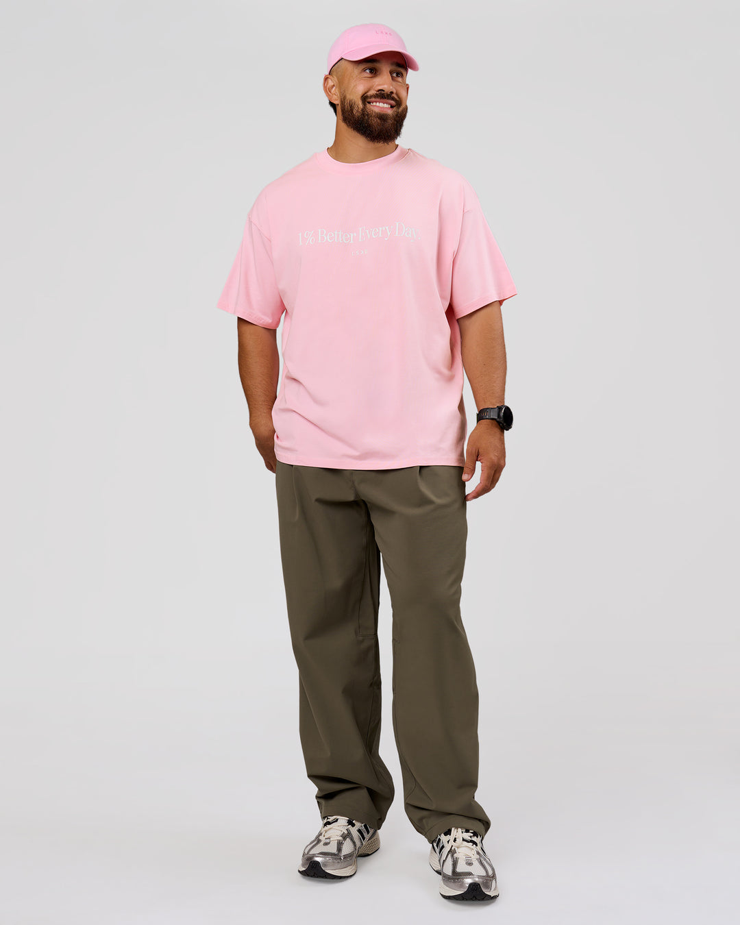 Man wearing VS6 1% Better Fathers Day FLXCotton Oversized Tee - Marshmallow | Model:Jordan | Size:XL - view 5
