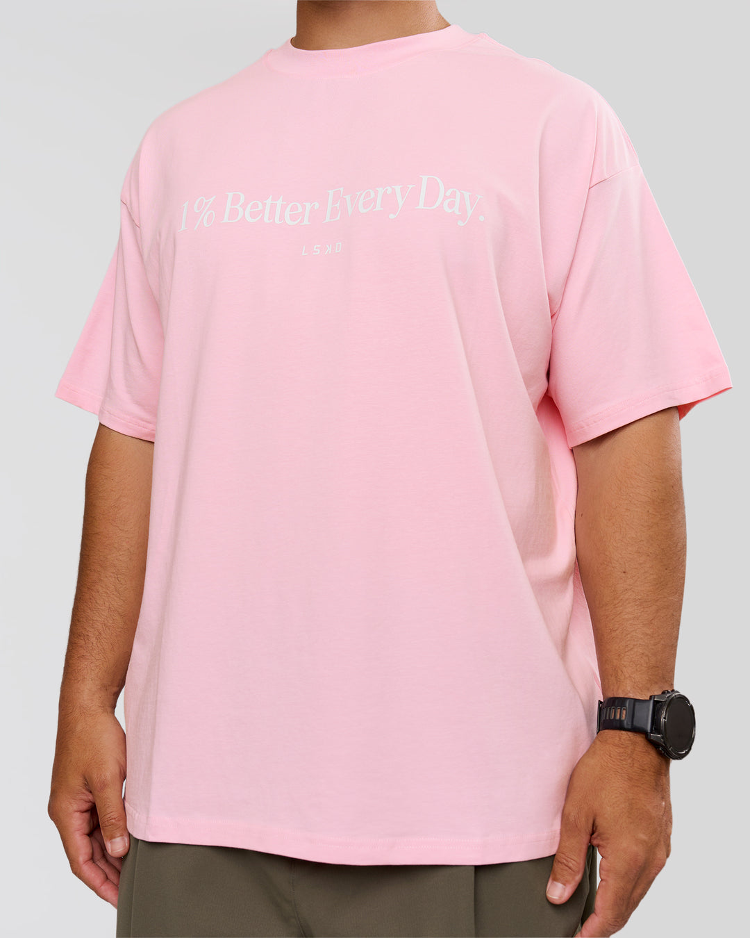 Man wearing VS6 1% Better Fathers Day FLXCotton Oversized Tee - Marshmallow | Model:Jordan | Size:XL - view 2