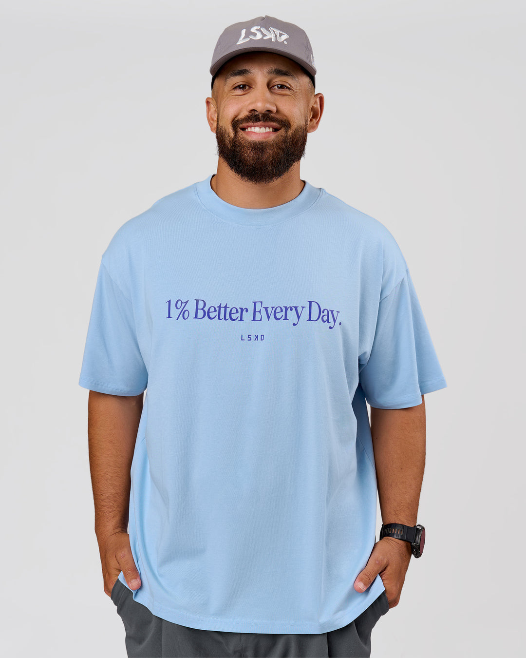 Man wearing VS6 1% Better Fathers Day FLXCotton Oversized Tee - Open Air | Model:Jordan | Size:XL - view 2