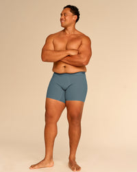 Man wearing Zero 5.5" Boxer Brief 2pk - Blue Mirage | Model:Walter | Size:XL | Thumbnail Index: 6
