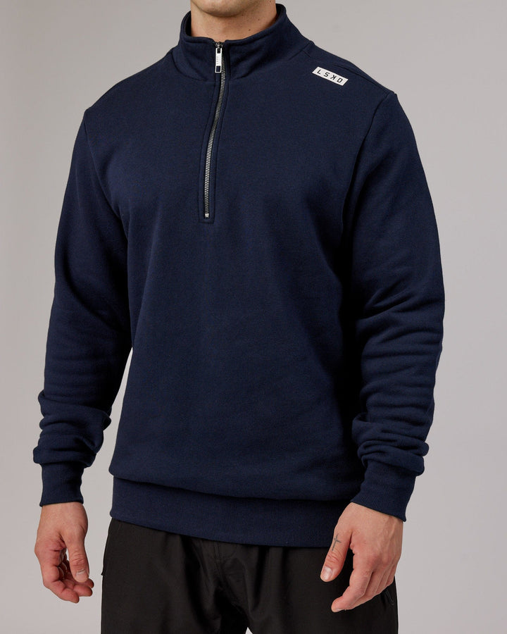 Unisex Victory 1/4 Zip Sweater Oversize - Navy
