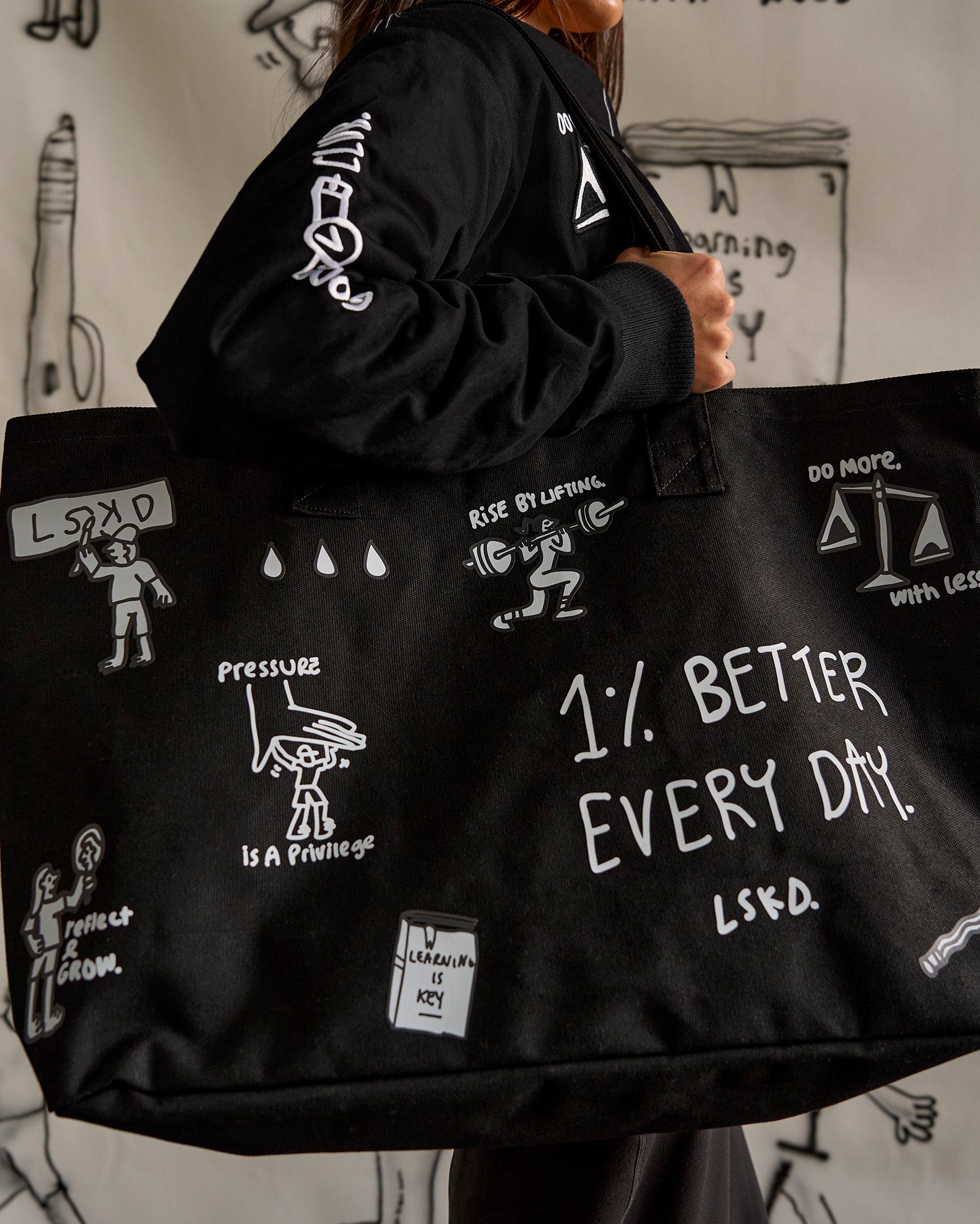 Studio image of Andrew J. Steel x LSKD Canvas Tote - Black Washed