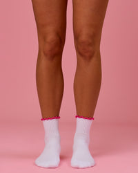Studio image of BCAM Quarter Socks 3 Pack - White-Ultra Pink-Black | Thumbnail Index: 0