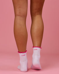 Studio image of BCAM Quarter Socks 3 Pack - White-Ultra Pink-Black | Thumbnail Index: 5