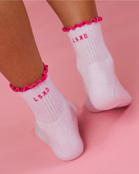 Studio image of BCAM Quarter Socks 3 Pack - White-Ultra Pink-Black | Thumbnail Index: 6