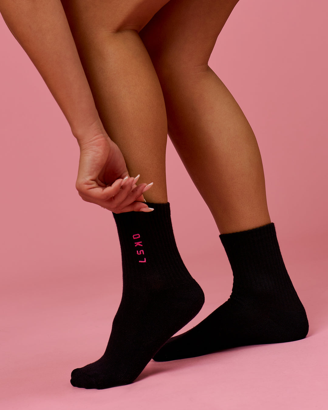 Studio image of BCAM Quarter Socks 3 Pack - White-Ultra Pink-Black - view 17