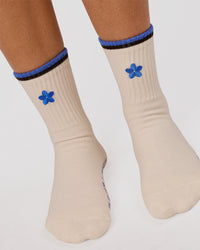 Studio image of Better Pilates Grip Sock 2.0 - Off White-Bluebell | Thumbnail Index: 2