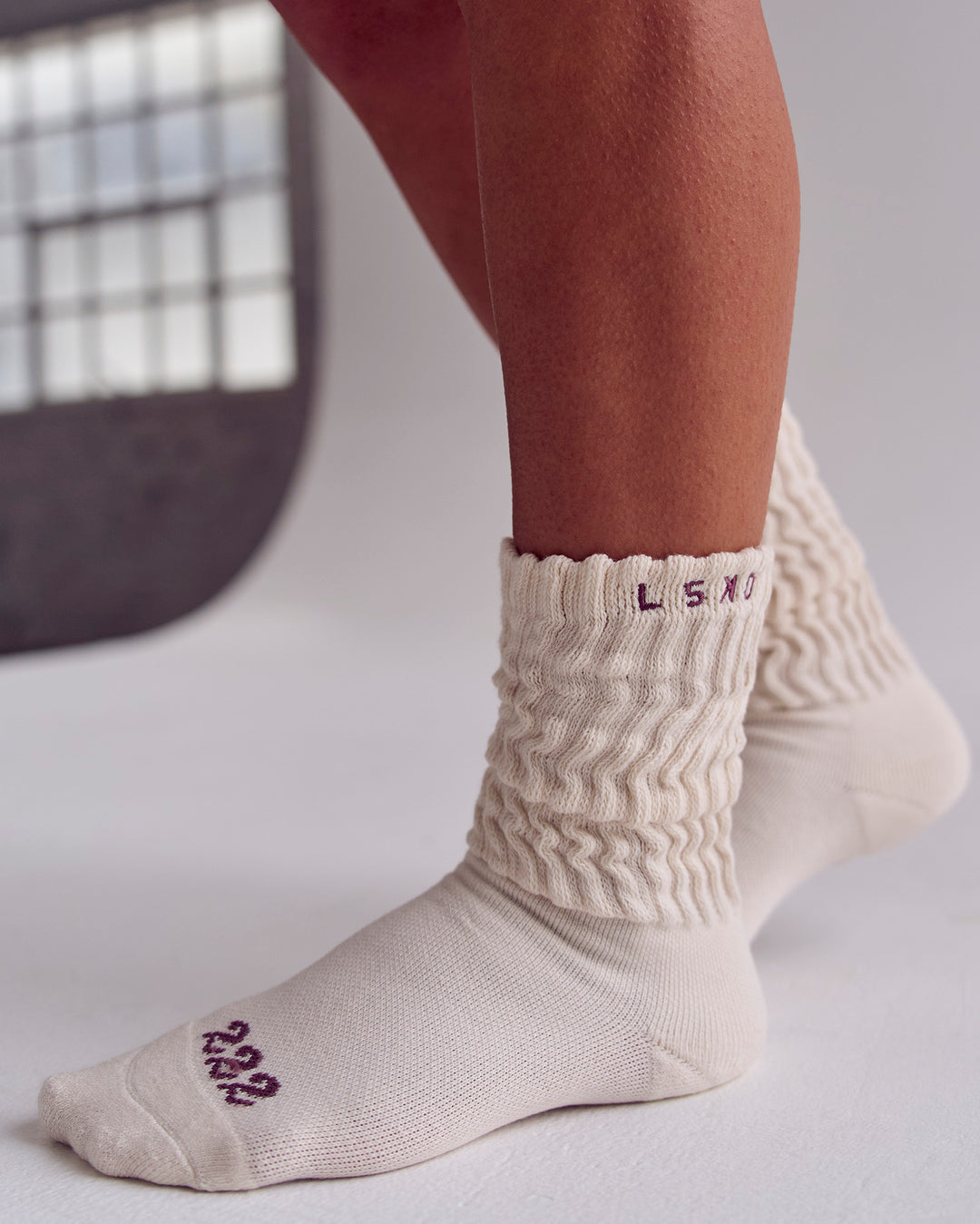 Studio image of Bree Scrunch Sock - Vanilla Bean-Cocoa Powder - view 5