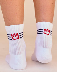 Studio image of Greatest of All Time Quarter Socks - White-Multi | Thumbnail Index: 1