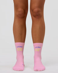 Studio image of Hype Performance Quarter Socks - Pink Rose-Bluebell | Thumbnail Index: 4