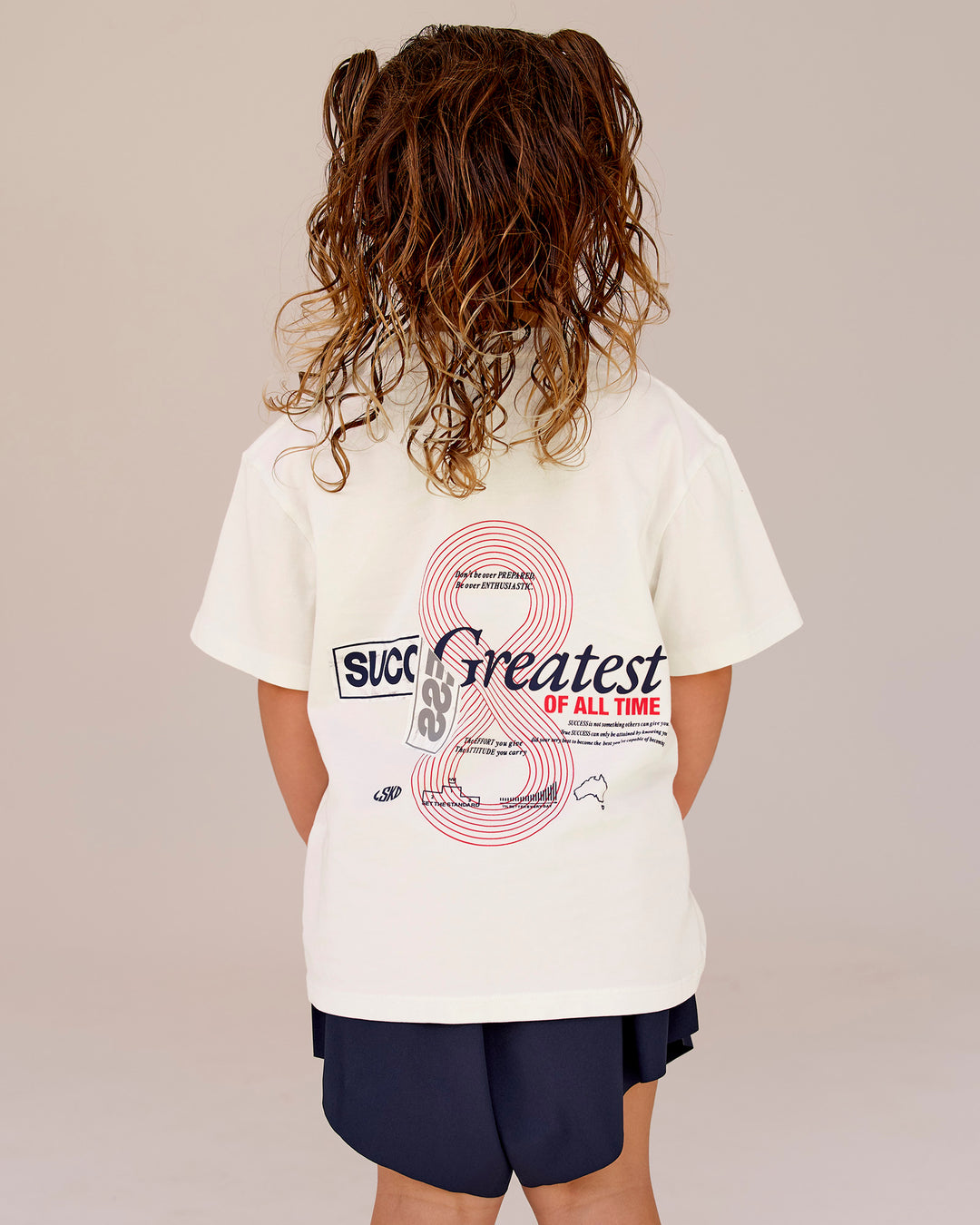 Studio image of Kids Greatest of All Time FLXCotton Tee - Off White Washed-Scarlet - view 1
