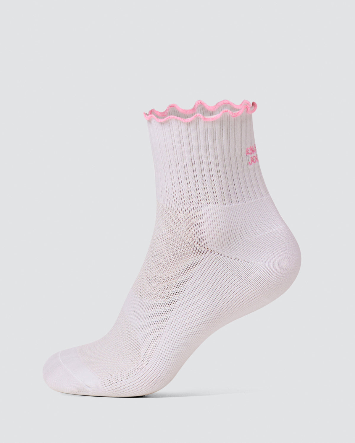 Motion Performance Frill Socks - White-Pink Rose