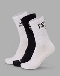 Studio image of Movember x LSKD Crew Socks 3 Pack - White-Black | Thumbnail Index: 0