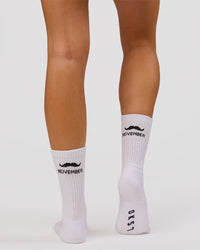 Studio image of Movember x LSKD Crew Socks 3 Pack - White-Black | Thumbnail Index: 6
