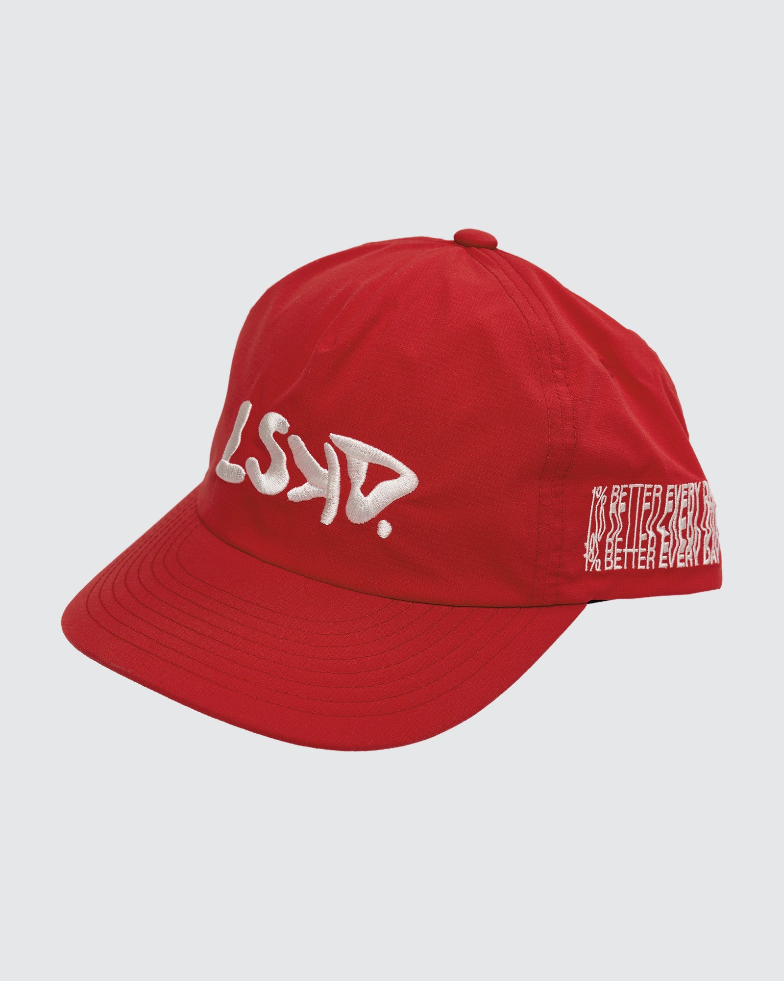 Studio image of Static Grit Pinch Panel Cap - Scarlet