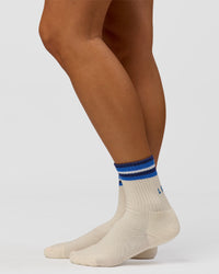 Studio image of Stripe Crew Sock - Off White-Nightshadow | Thumbnail Index: 4