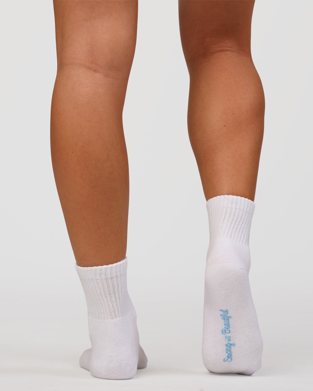 Studio image of Strong is Beautiful Quarter Socks - White-Open Air - view 3