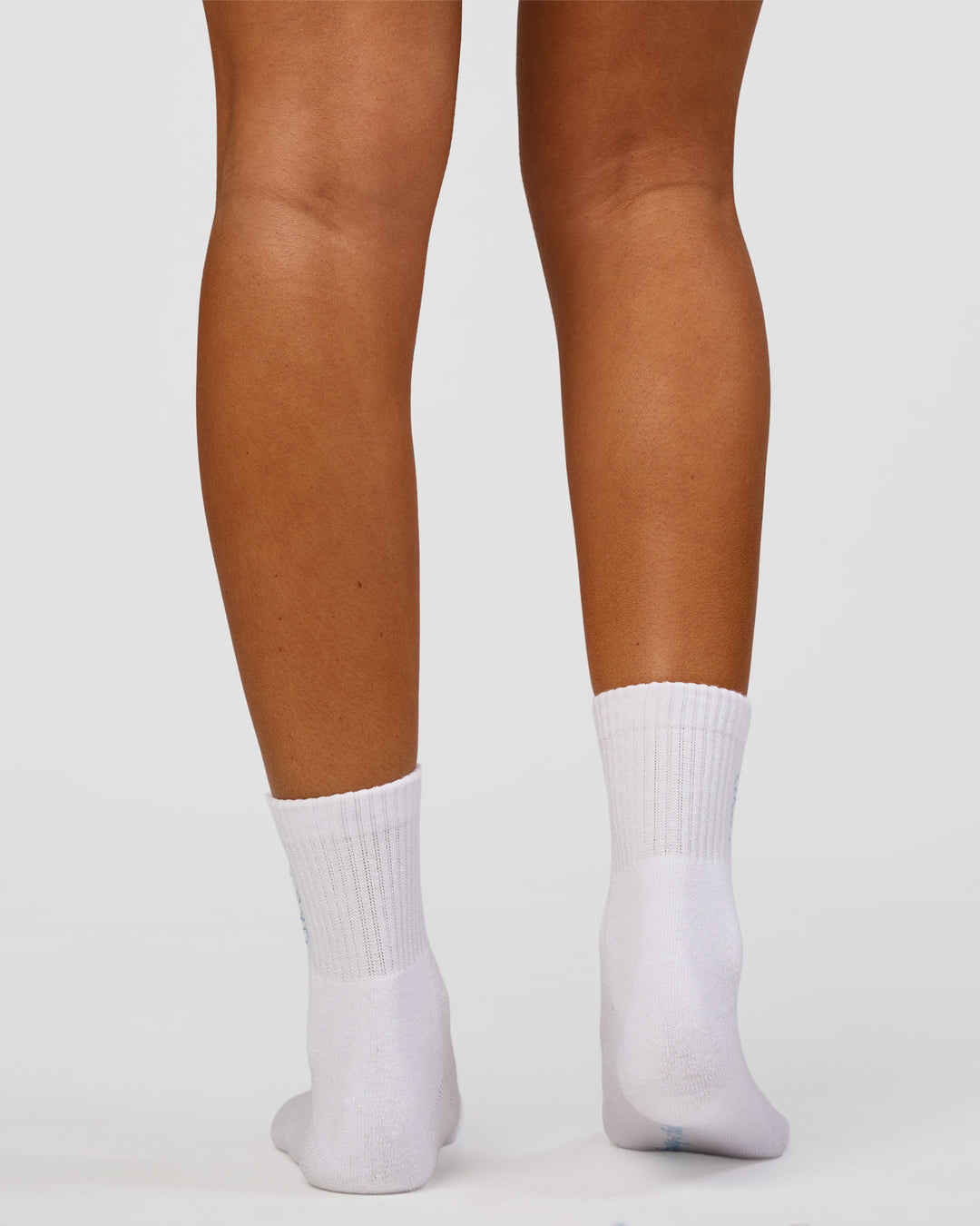 Studio image of Strong is Beautiful Quarter Socks - White-Open Air - view 4
