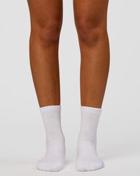 Studio image of Strong is Beautiful Quarter Socks - White-Open Air | Thumbnail Index: 6