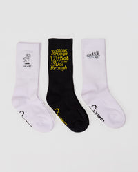 Studio image of TGHF X LSKD 3 pack Crew Sock - White | Thumbnail Index: 2