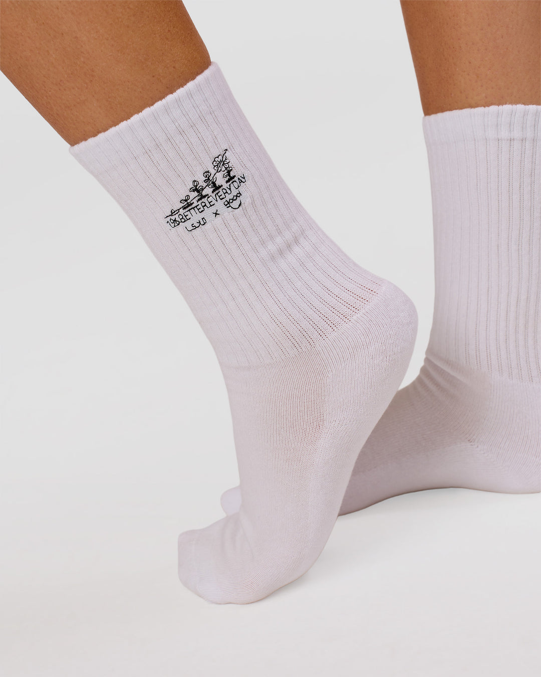 Studio image of TGHF X LSKD 3 pack Crew Sock - White - view 5