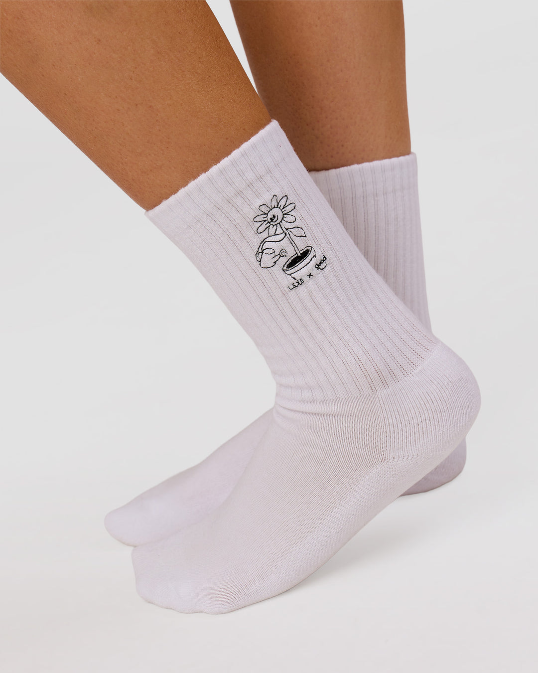 Studio image of TGHF X LSKD 3 pack Crew Sock - White - view 6