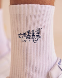 Studio image of TGHF X LSKD 3 pack Crew Sock - White | Thumbnail Index: 9