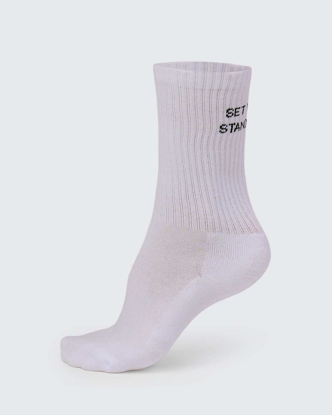 Studio image of The New Standard Crew Socks 3 Pack - Off White-White-Black - view 7