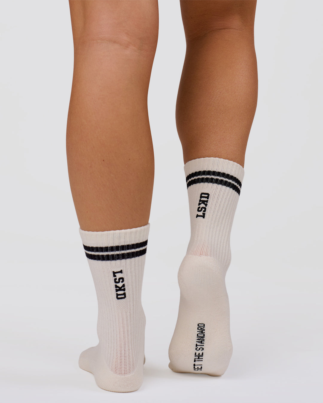 Studio image of The New Standard Crew Socks 3 Pack - Off White-White-Black - view 8