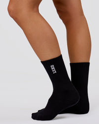 Studio image of The New Standard Crew Socks 3 Pack - Off White-White-Black | Thumbnail Index: 12