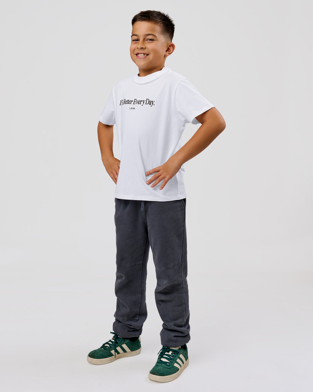 Studio image of VS6 1% Better Kids FLXCotton Tee - White-Black - view 4